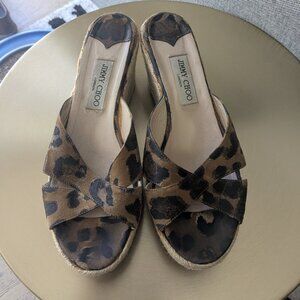 Jimmy Choo Dovina Leopard Print Wedge Espadrille- Size 41 EU, Size 10-10.5 US